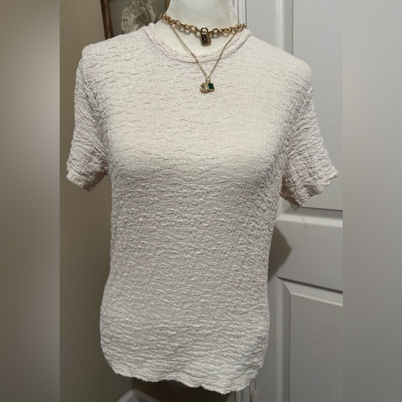 Vince Smocked Shrunken Shirt in Off White/Cream Cotton Blend Size Medium NWOT - Picture 3 of 10